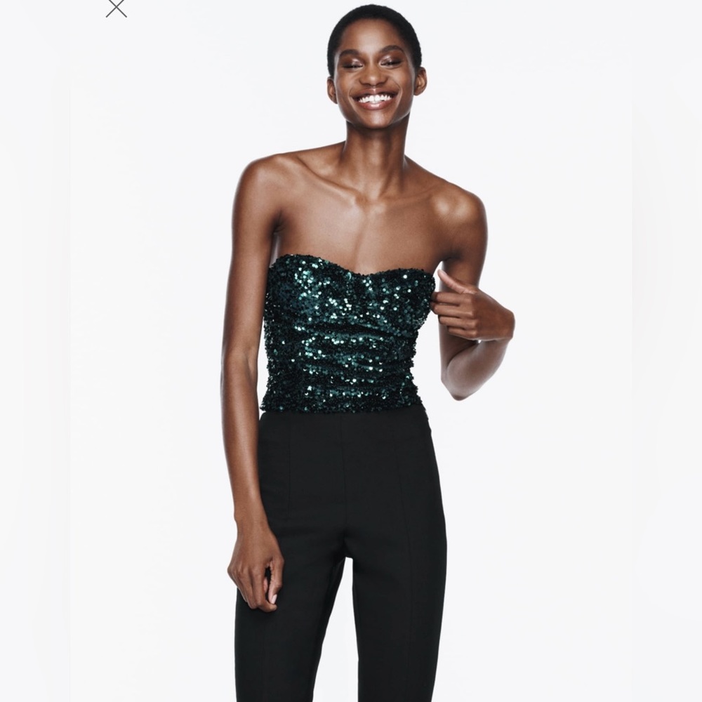 Zara Green sequin top